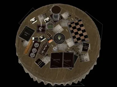  Classic Wooden Vintage Table Low Poly Low-poly 3D model