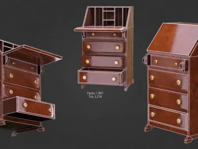 OLD CHARM LADIES BUREAU Antique Low-poly 3D model