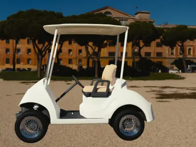 detailed low poly golf cart model 3D model