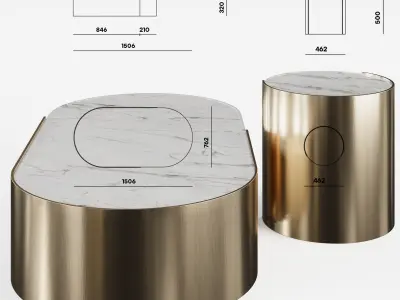 Guastalla Oval marble coffe table by IOC 3D model