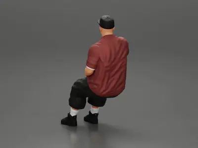 Gangster homie in cap Sitting On the car And Smoking Cigar 3D print model