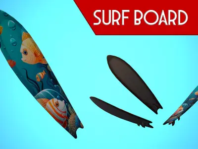 SURF BOARD 18 CARTOON STYLIZED Low-poly 3D model