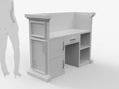 Luxury Reception Counter Desk 1 3D model