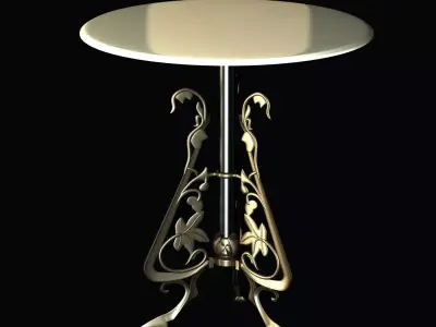 Ornate bistro table with decorative bronze base 3D model