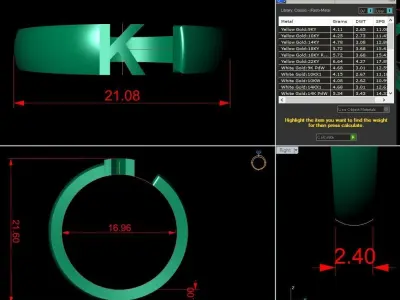 Alphabet Ring K 3D print model purchase