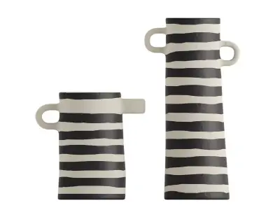 Tall Striped Ceramic Vase 3D model