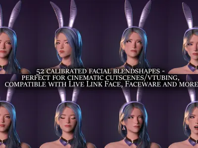 Bunny-Cute Fighting Shooter Anime Cartoon Girl StylizedCharacter Low-poly 3D model