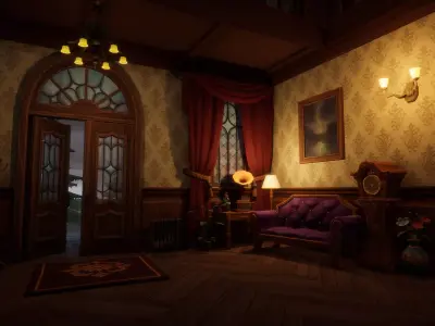 Stylized 3D Victorian Mansion  Low-poly 3D model