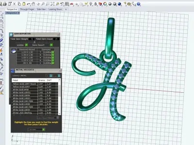 Initial Letter H Alphabet pendant 3D print model