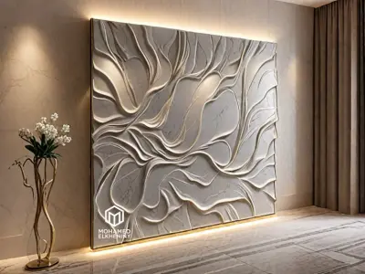 modern panel wall decor set wall relief mural CNC 106  3D model