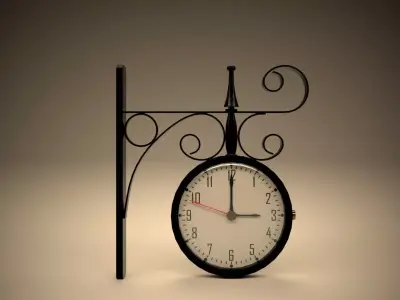 Clock Wall Station Low-poly 3D model