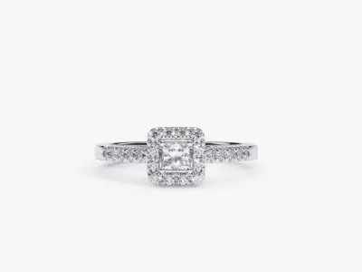 ZDR0142 engagement ring with princess cut diamonds 3D print model