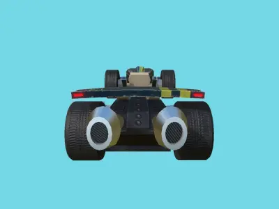 Kart Vehicle 05 - Racing Car - Blue Yellow Low-poly 3D model