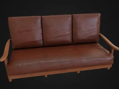 Leather Couch 01 Low-poly 3D model