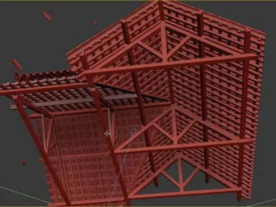 wood frame construction Low-poly 3D model