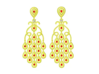 5835 asian luxury diamond earrings 3D print model