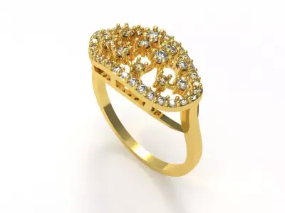 0103 - Delicate Cocktail Ladies Ring 3D print model