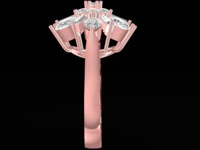 Luxury Flower Diamond Ring for Women 2434 3D print model