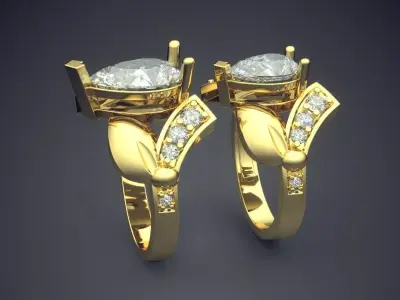 Luxury Complex Ring With Big Diamond CAD 5090 3D print model
