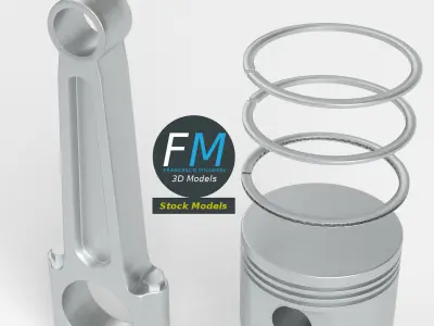 Engine piston 3D model 4