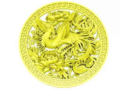 Oriental Dragon Medallion Pendant Jewelry Design 4964 3D print model