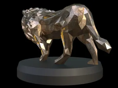 Steampunk Lion Low-poly 3D model