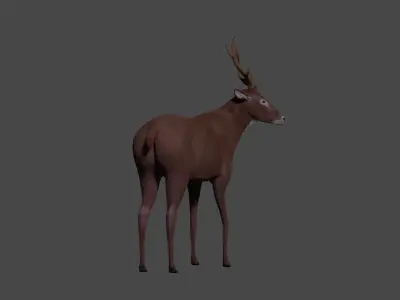 Deer - rigged - painted 3D model