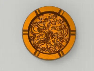 Double Dragon Pattern Ashtray 3D model