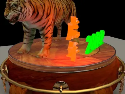 Chinese display stand with tiger 3D model