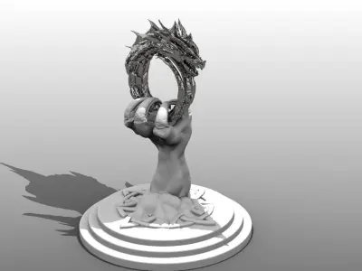 Horned Dragon Ring W Armature 3D print model