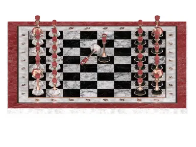 Chess board with pieces 3D model