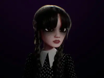 Game-Ready Stylized 3D Character Wednesday Addams Low-poly 3D model