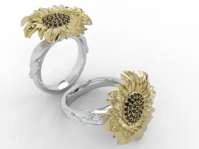 sunflower ring bend 3D print model