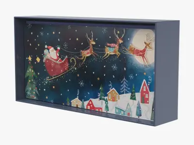 Christmas Boxed Card Set Santa Reindeer In Night Sky 3D model