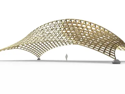 Architectural Tensile Structure Ridge with Anchors 3D model