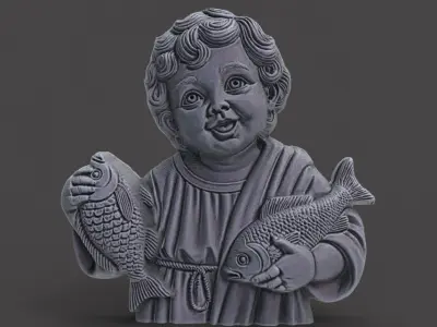 infant jesus with fish  3D print model