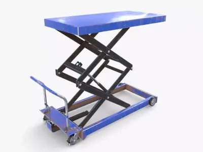 Animated Scissor Lift Table Blue Low-poly 3D model