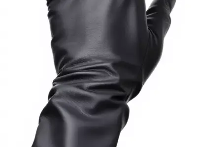 Realistic Black Leather Glove Model Pack Low-poly 3D model