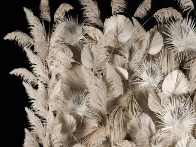 Vertical garden wall made of dry palm branches and pampas grass 3D model