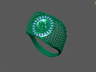 Women Ring With Stone Diamond Ready STL 3DM Models Womens Rings 3D print model shop