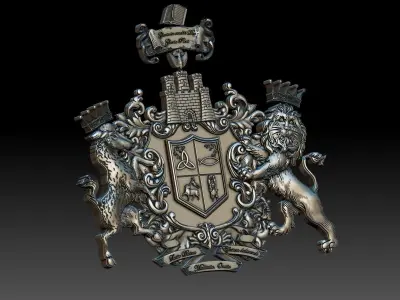 COAT OF ARMS GOAT AND LION IN THE CROWN 3D print model