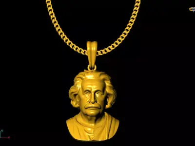 albert einstein pendant charms - one inch pendant 3D print model