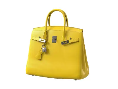 Hermes Birkin Bag Yellow Leather Low-poly 3D model