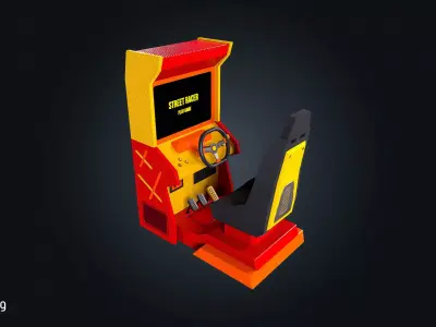 Arcade Car Racing V1 Game Machine Low-poly 3D model