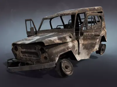 UAZ-3151 Burnt Low-poly 3D model