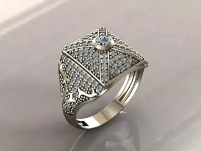 Gents Rings Diamond Men Ring STL 3DM 3D ready print model 3D print model