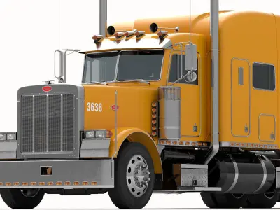 Detailed Peterbilt 379 with interior 3D model