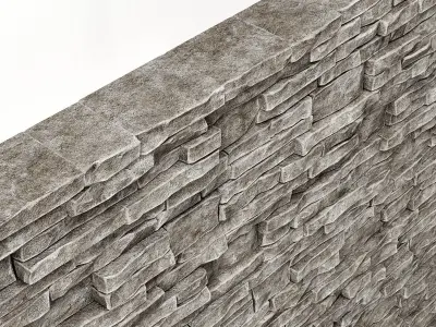 Brick stone wall granite many n3 3D model