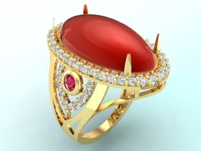 Gemstone Rings - Oval stone ring - Womens Rings 3D print model