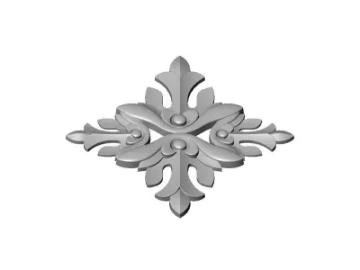 Floral cross rosette applique carving molding relief onlay 3D print model
